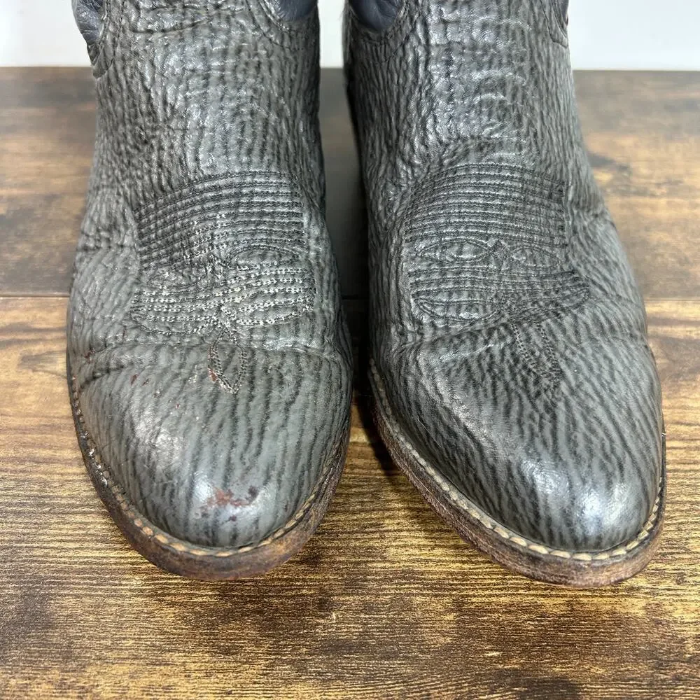 Abilene Shark Skin Western Cowboy Boots Grey Mens Size 11.5 D USA Made